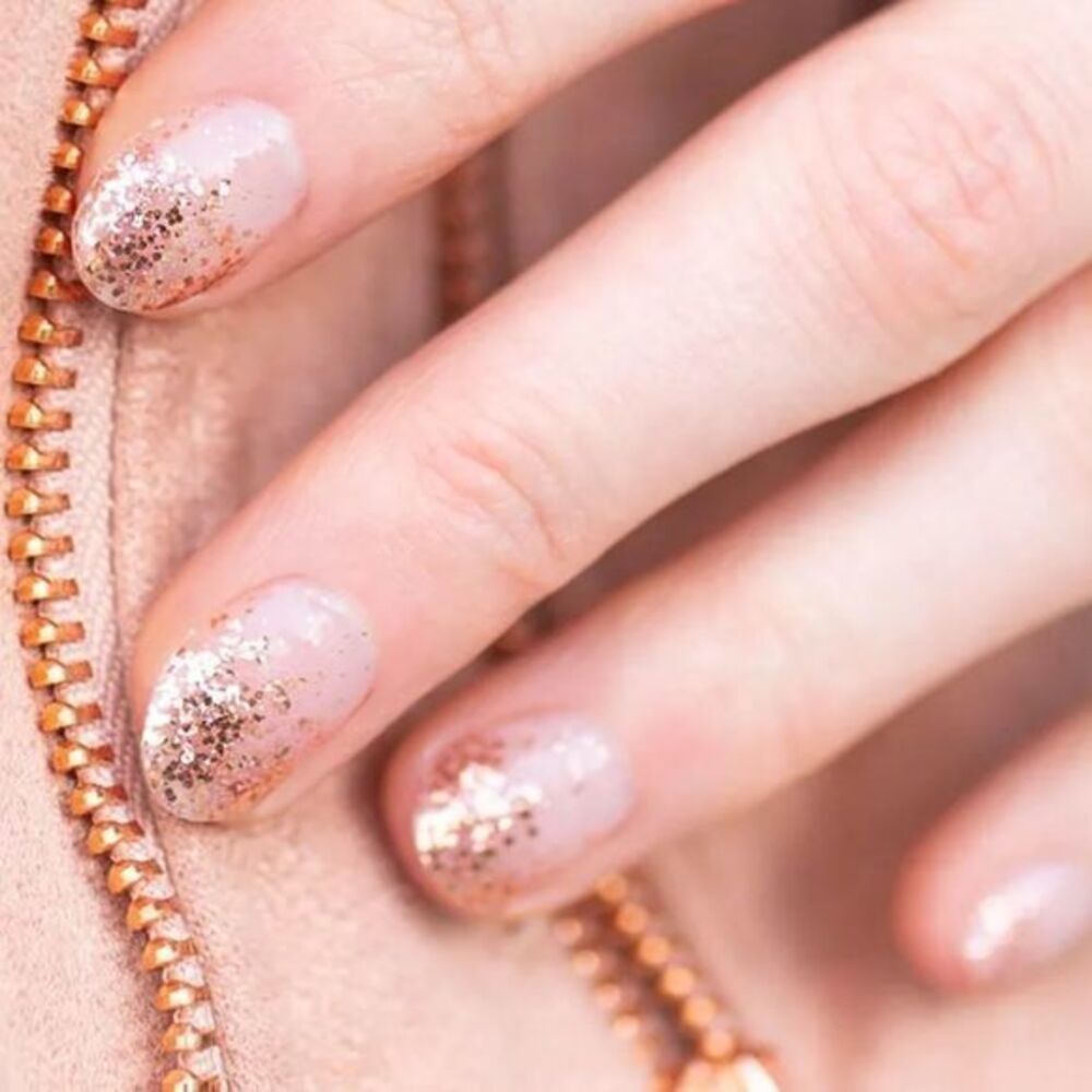 Color Street | coming up rose gold, Rose Gold Glitter dip overlay, nail strips